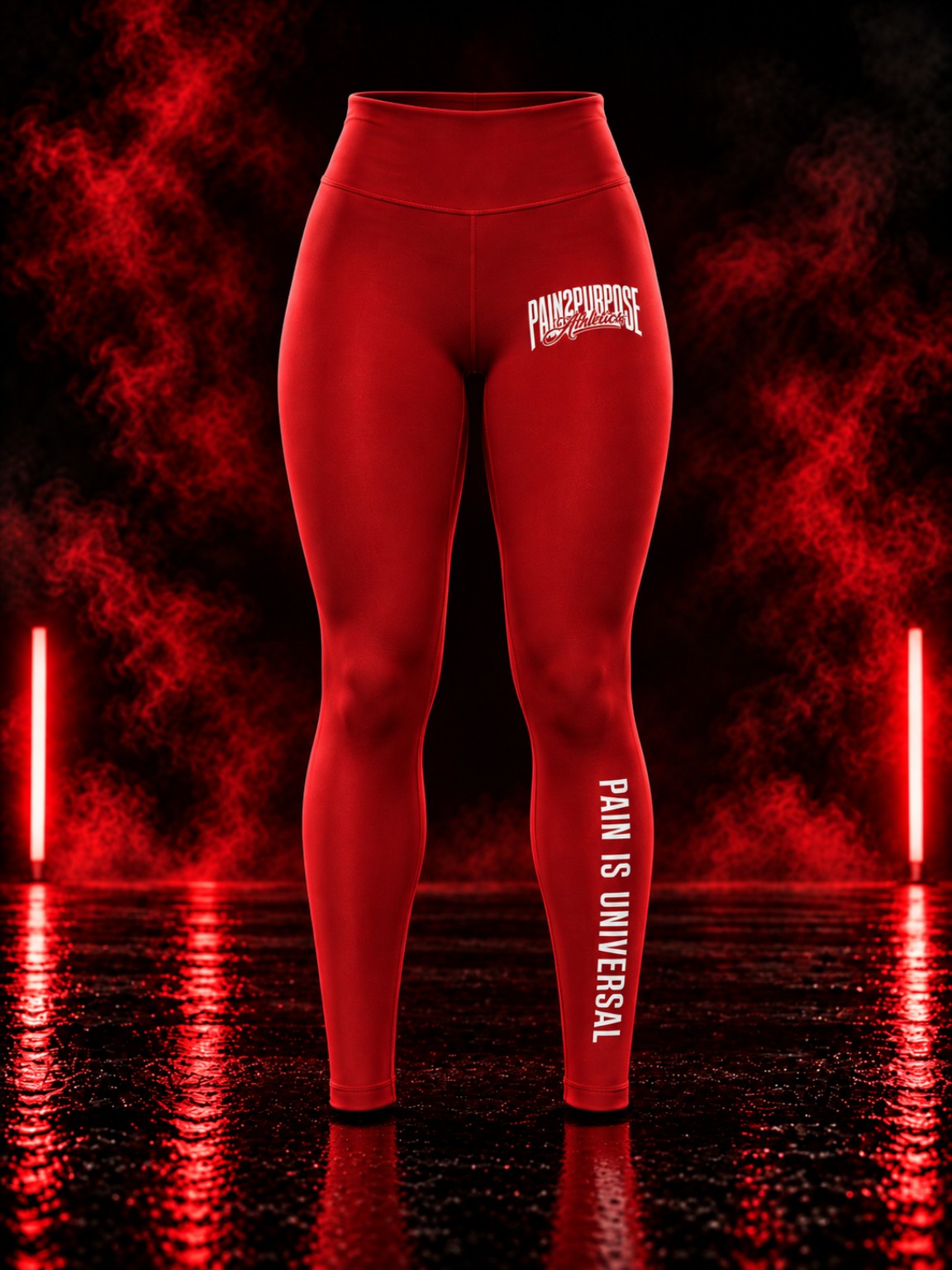 Red Pain2Purpose Athletics New Era women's performance leggings