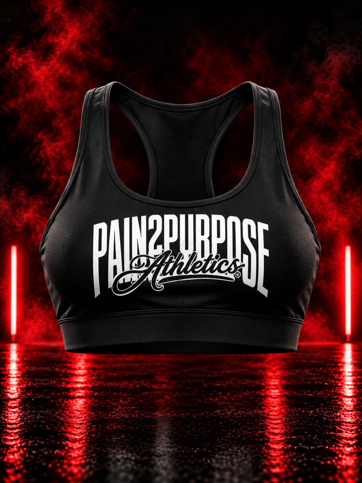 Black Pain2Purpose Athletics New Era women's sports bra