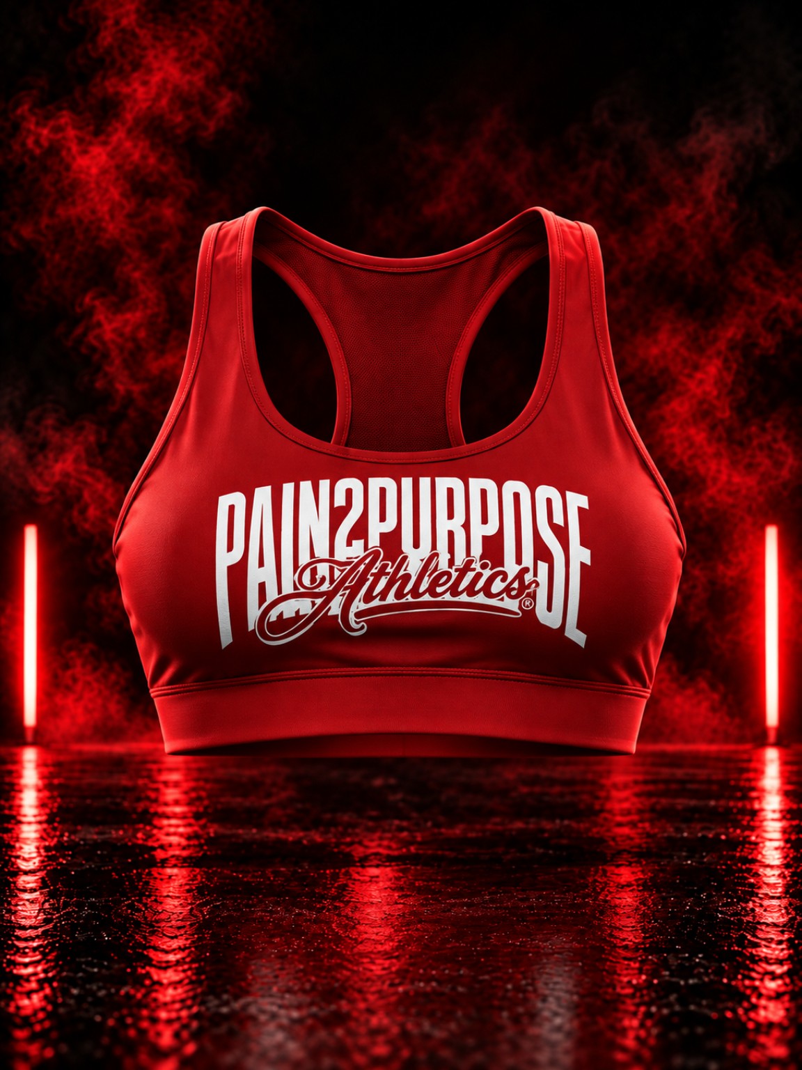 Red Pain2Purpose Athletics New Era women's sports bra
